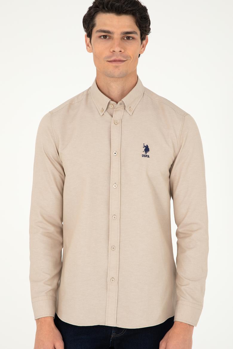 Erkek Kum Uzun Kollu Basic Gömlek - 50293427097