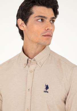 Erkek Kum Uzun Kollu Basic Gömlek - 50293427097