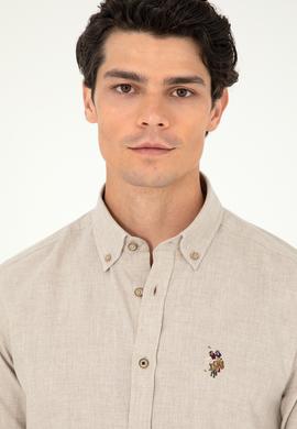 Erkek Bej Uzun Kollu Basic Gömlek - 50293980020