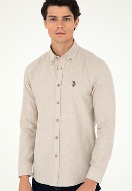 Erkek Bej Uzun Kollu Basic Gömlek - 50293980020