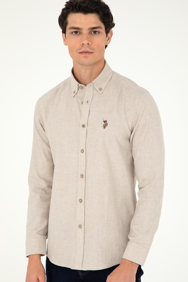 Erkek Bej Uzun Kollu Basic Gömlek - 50293980020