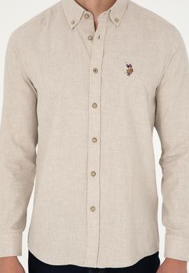 Erkek Bej Uzun Kollu Basic Gömlek - 50293980020