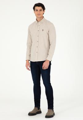 Erkek Bej Uzun Kollu Basic Gömlek - 50293980020