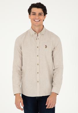Erkek Bej Uzun Kollu Basic Gömlek - 50293980020
