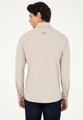 Erkek Bej Uzun Kollu Basic Gömlek - 50293980020