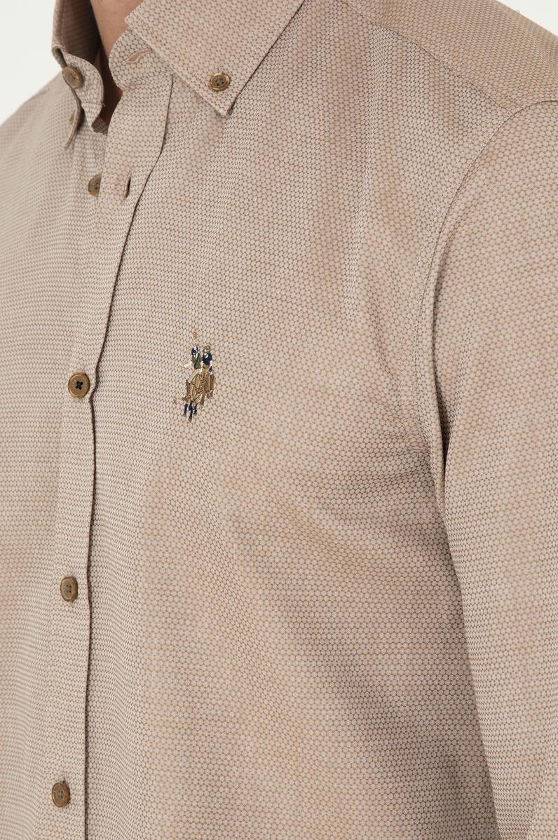 Erkek Haki Uzun Kollu Basic Gömlek