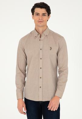 Erkek Haki Uzun Kollu Basic Gömlek - 50295675042