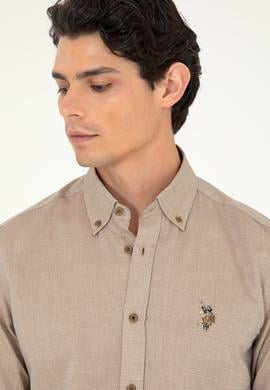 Erkek Haki Uzun Kollu Basic Gömlek - 50295675042