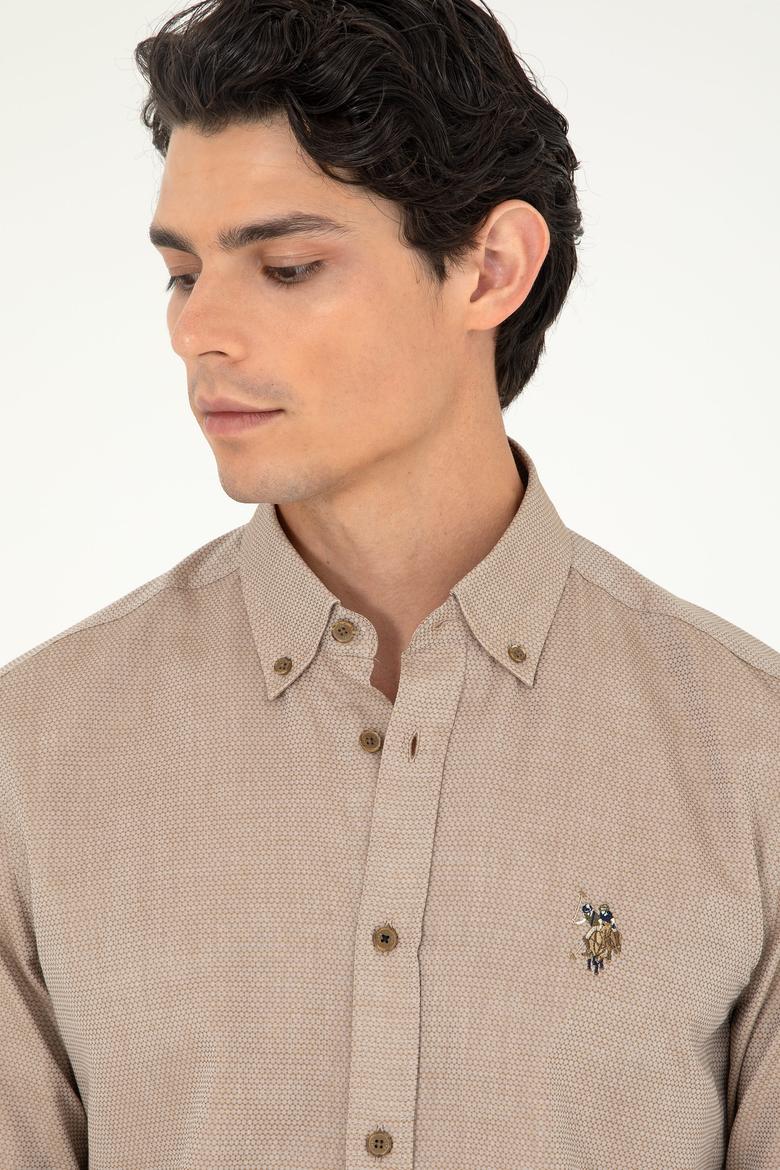 Erkek Haki Uzun Kollu Basic Gömlek - 50295675042