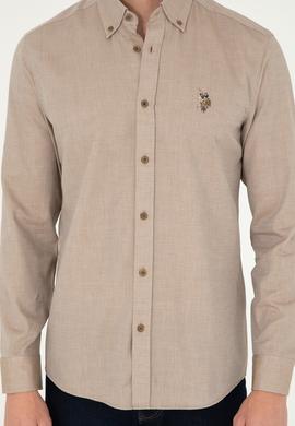 Erkek Haki Uzun Kollu Basic Gömlek - 50295675042