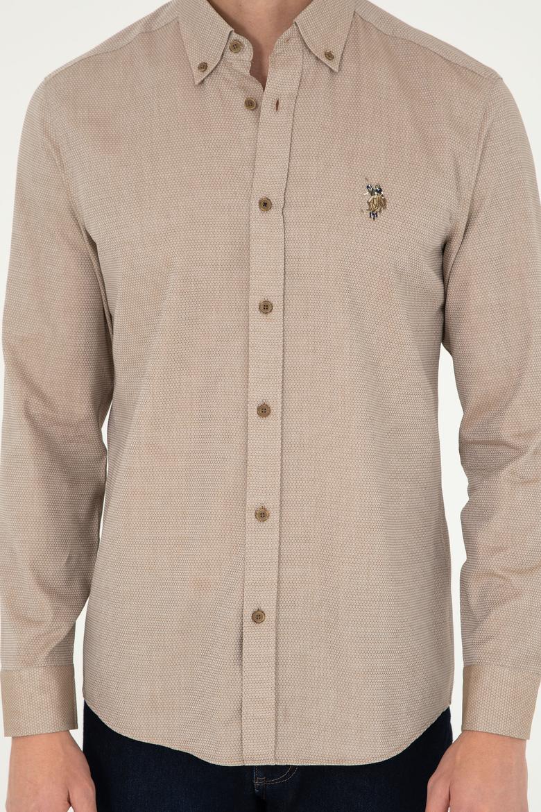 Erkek Haki Uzun Kollu Basic Gömlek - 50295675042