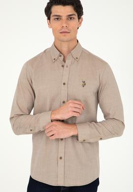 Erkek Haki Uzun Kollu Basic Gömlek - 50295675042