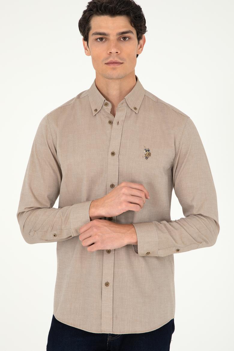 Erkek Haki Uzun Kollu Basic Gömlek - 50295675042