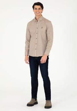 Erkek Haki Uzun Kollu Basic Gömlek - 50295675042