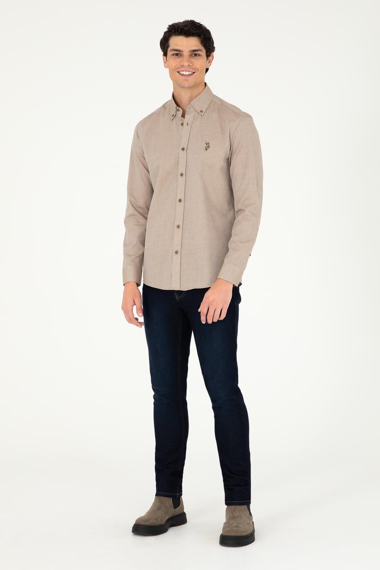 Erkek Haki Uzun Kollu Basic Gömlek - 50295675042