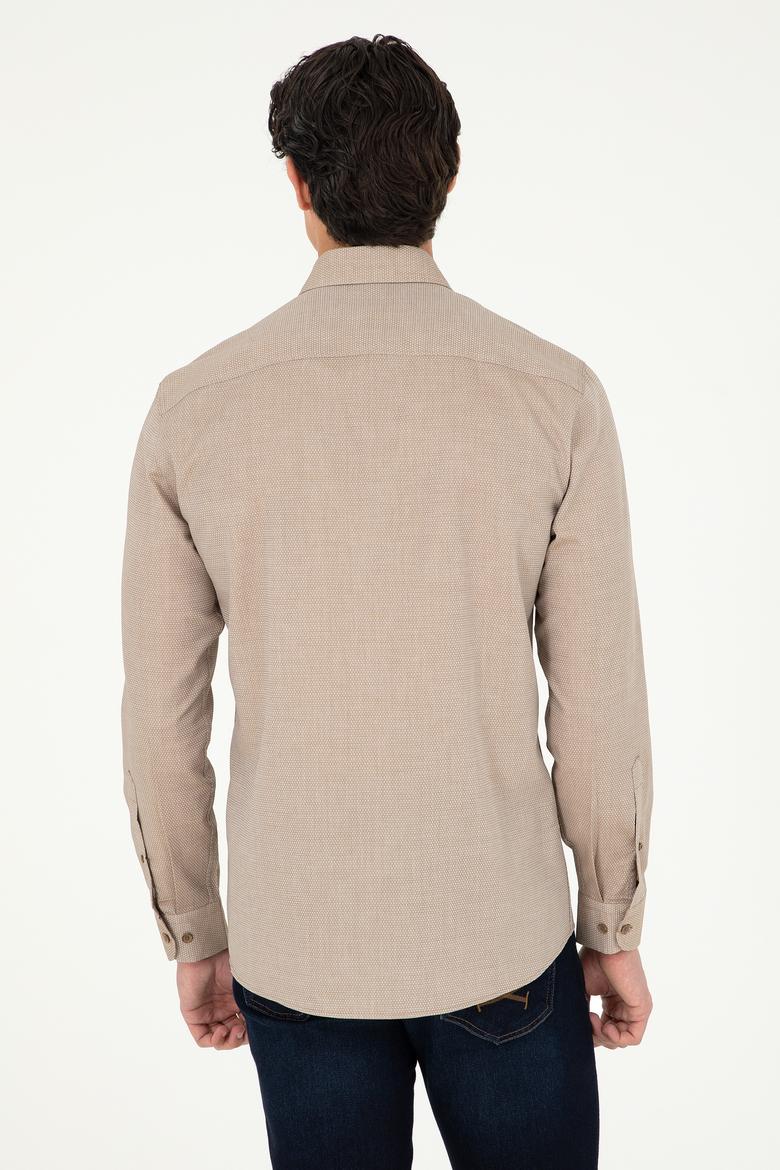Erkek Haki Uzun Kollu Basic Gömlek - 50295675042