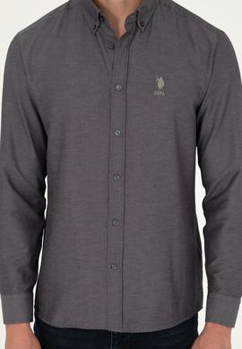 Erkek Antrasit Uzun Kollu Basic Gömlek - 50293437016