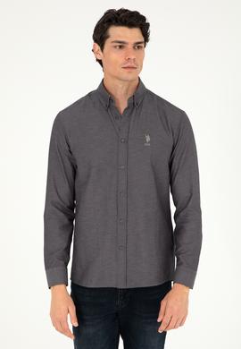 Erkek Antrasit Uzun Kollu Basic Gömlek - 50293437016