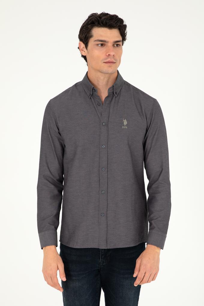 Erkek Antrasit Uzun Kollu Basic Gömlek