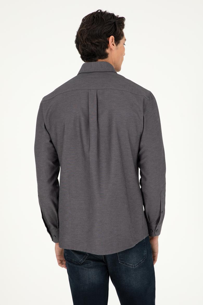 Erkek Antrasit Uzun Kollu Basic Gömlek - 50293437016