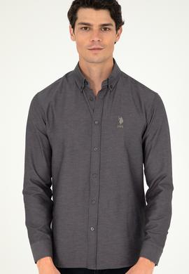 Erkek Antrasit Uzun Kollu Basic Gömlek - 50293437016