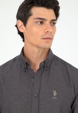 Erkek Antrasit Uzun Kollu Basic Gömlek - 50293437016