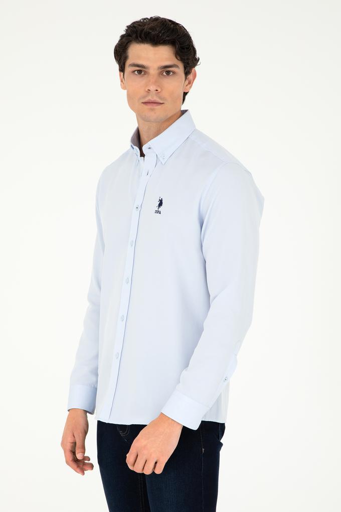 Erkek Açık Mavi Uzun Kollu Basic Gömlek