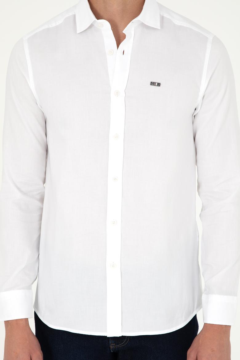 Erkek Beyaz Uzun Kollu Basic Gömlek - 50293948023
