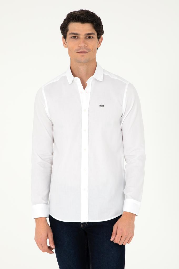 Erkek Beyaz Uzun Kollu Basic Gömlek