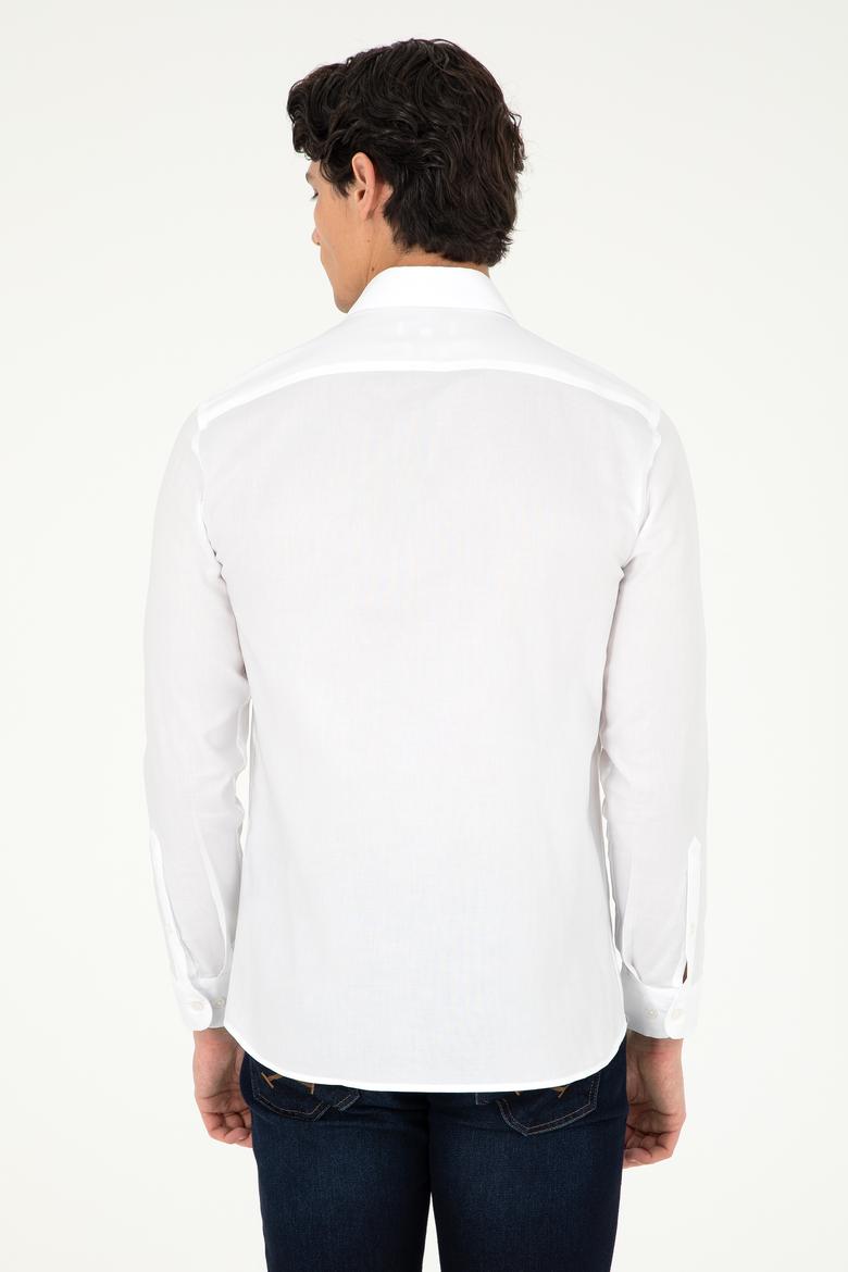 Erkek Beyaz Uzun Kollu Basic Gömlek - 50293948023