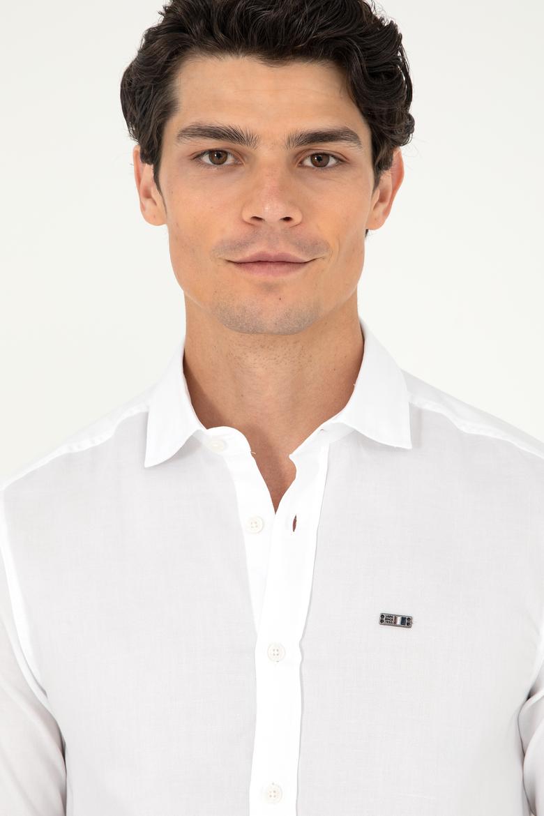 Erkek Beyaz Uzun Kollu Basic Gömlek - 50293948023