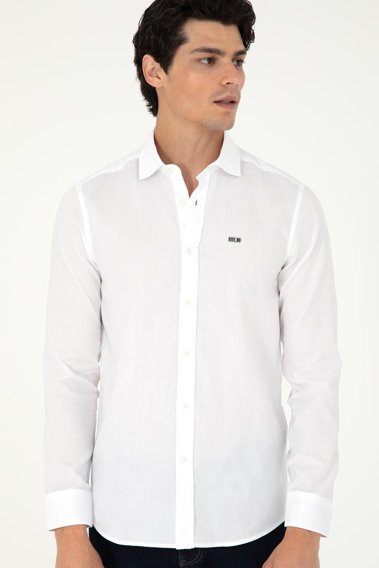 Erkek Beyaz Uzun Kollu Basic Gömlek - 50293948023