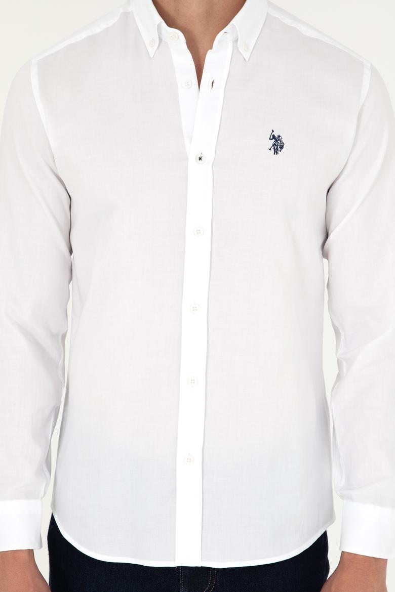 Erkek Beyaz Uzun Kollu Basic Gömlek - 50293920031