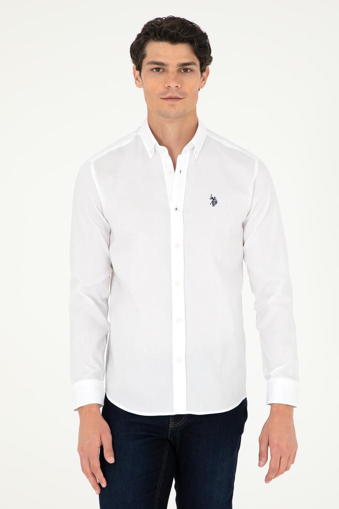 Erkek Beyaz Uzun Kollu Basic Gömlek