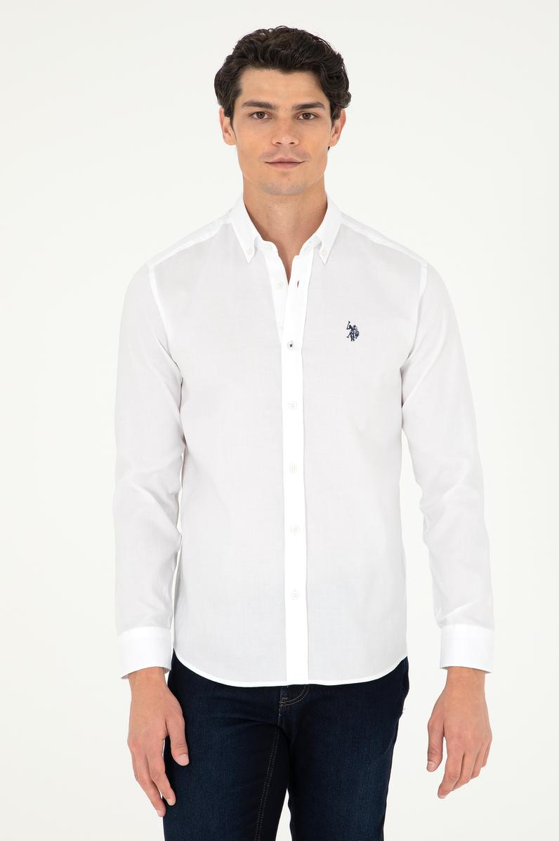 Erkek Beyaz Uzun Kollu Basic Gömlek