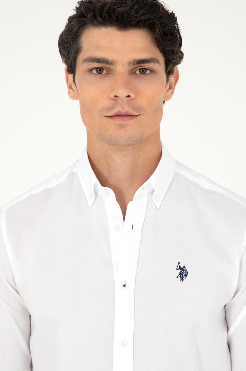 Erkek Beyaz Uzun Kollu Basic Gömlek