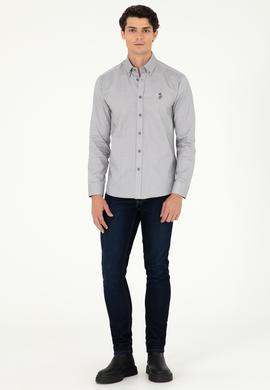 Erkek Gri Uzun Kollu Basic Gömlek - 50293847036
