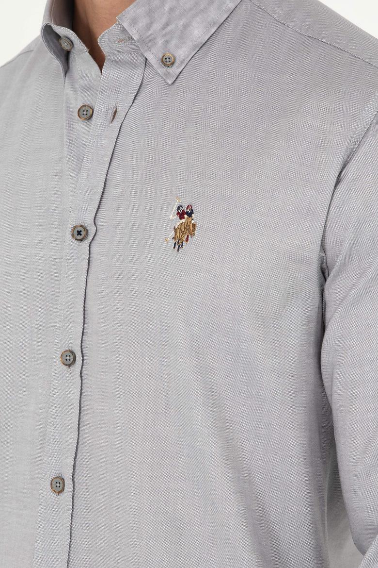 Erkek Gri Uzun Kollu Basic Gömlek - 50293847036