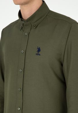 Erkek Haki Uzun Kollu Basic Gömlek - 50293437044