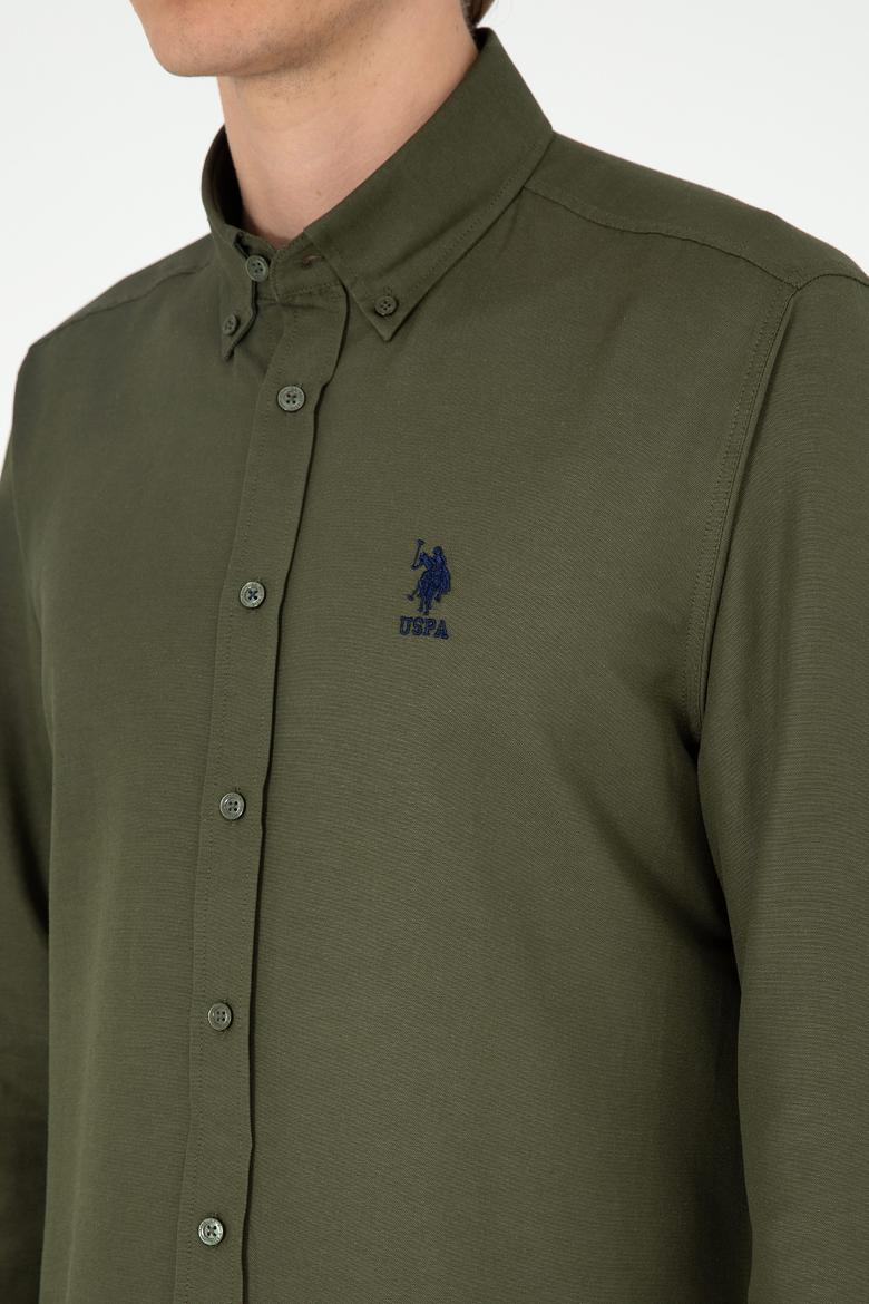 Erkek Haki Uzun Kollu Basic Gömlek - 50293437044