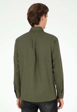 Erkek Haki Uzun Kollu Basic Gömlek - 50293437044