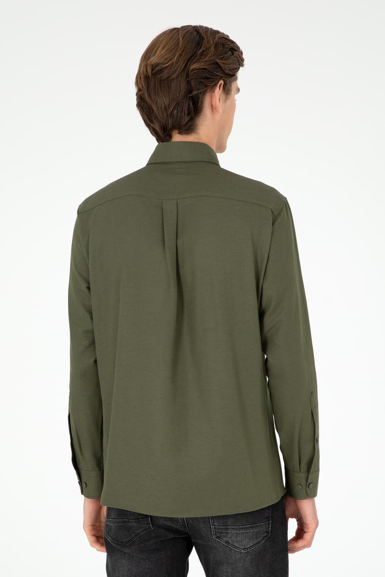 Erkek Haki Uzun Kollu Basic Gömlek - 50293437044