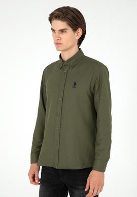 Erkek Haki Uzun Kollu Basic Gömlek - 50293437044