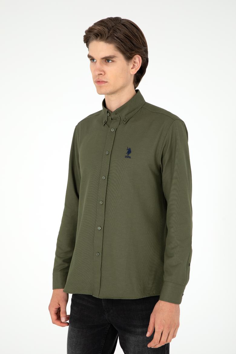 Erkek Haki Uzun Kollu Basic Gömlek - 50293437044