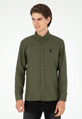 Erkek Haki Uzun Kollu Basic Gömlek - 50293437044