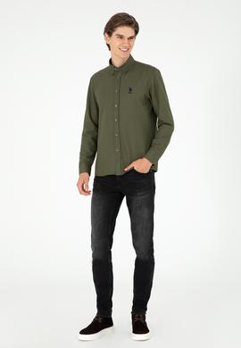 Erkek Haki Uzun Kollu Basic Gömlek - 50293437044