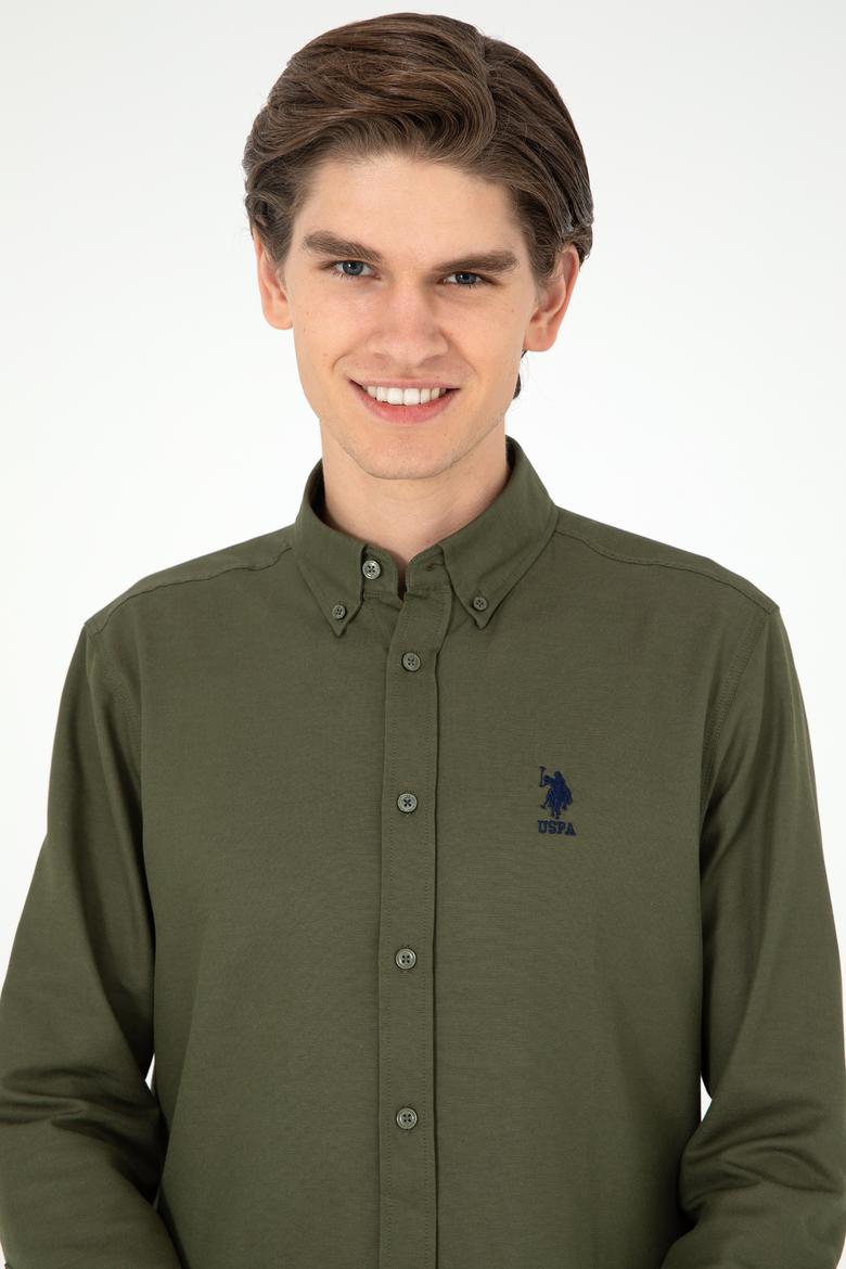 Erkek Haki Uzun Kollu Basic Gömlek - 50293437044