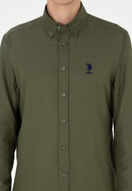 Erkek Haki Uzun Kollu Basic Gömlek - 50293437044