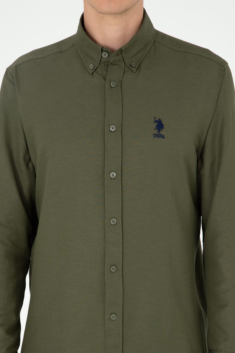 Erkek Haki Uzun Kollu Basic Gömlek - 50293437044