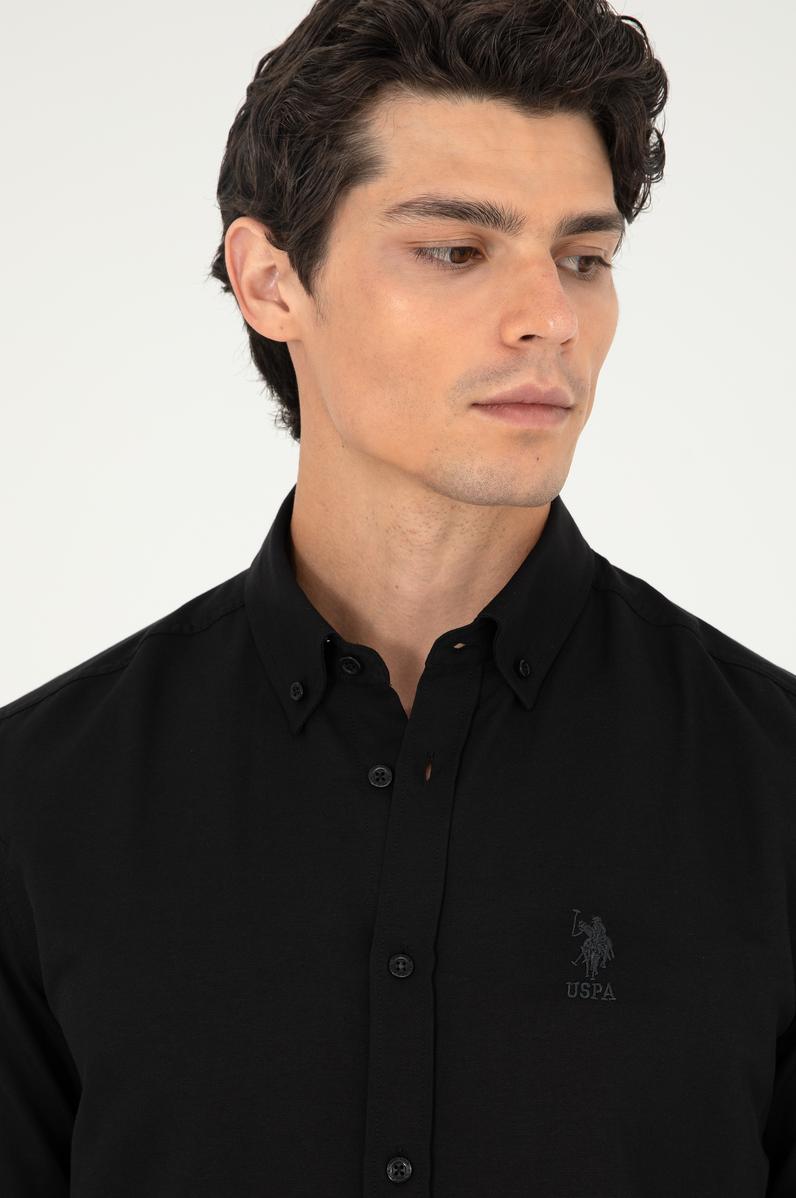 Erkek Siyah Uzun Kollu Basic Gömlek